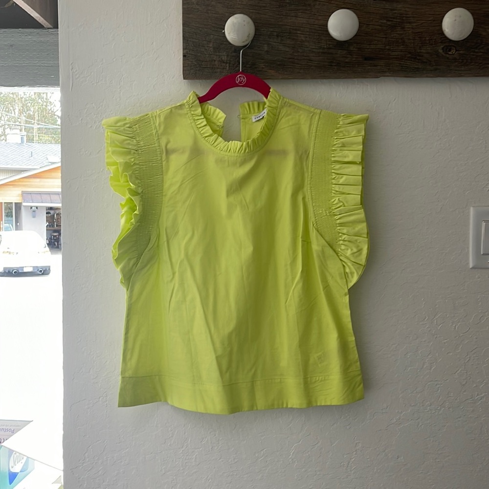 English factory nwot lime green ruffle blouse M